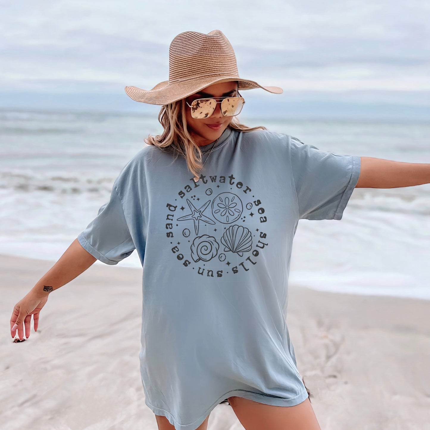 Sea Shell Circle Single Color Gray-Ready to Press Transfer