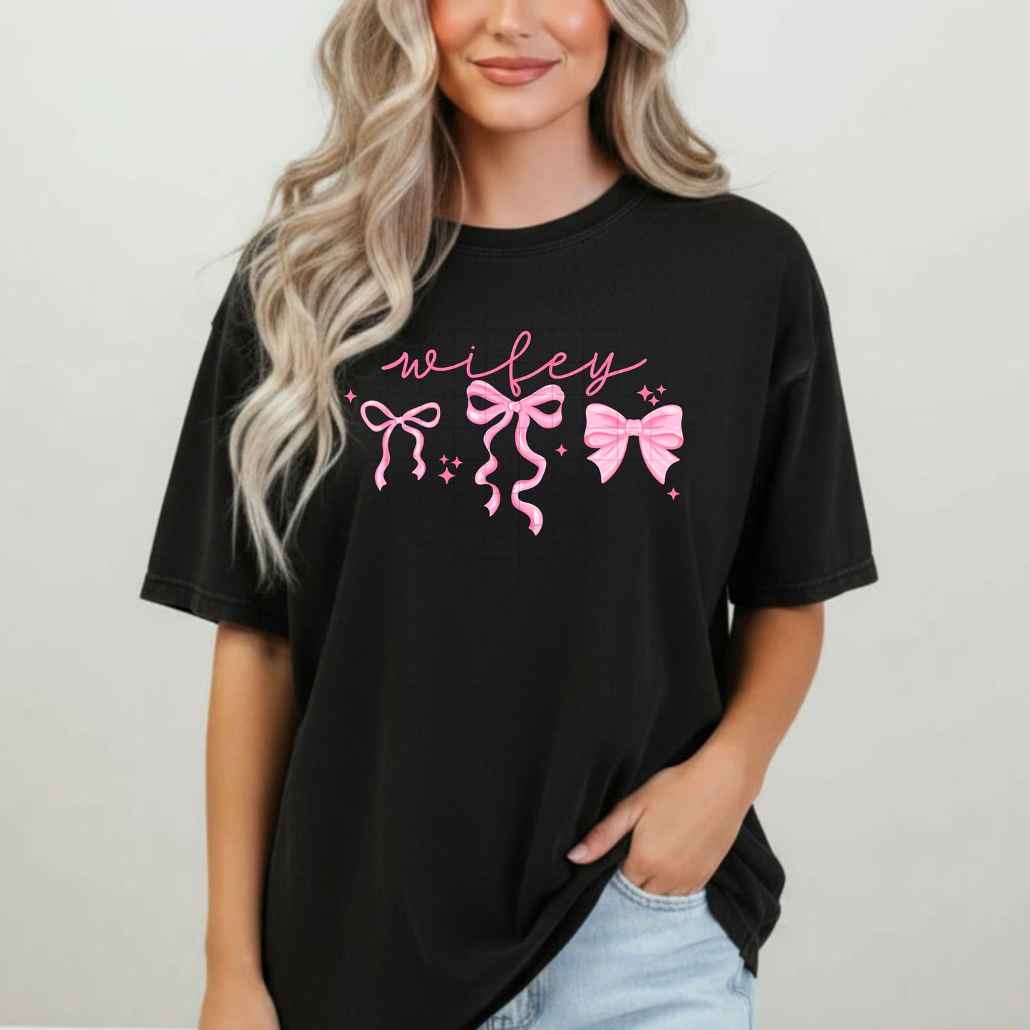 Wifey Pink Bows-Ready to Press Transfer