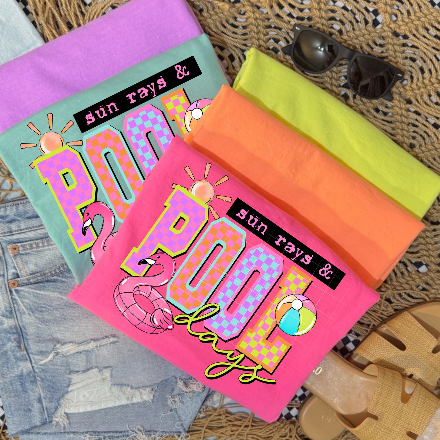 Sun Rays Pool Days-Ready to Press Transfer