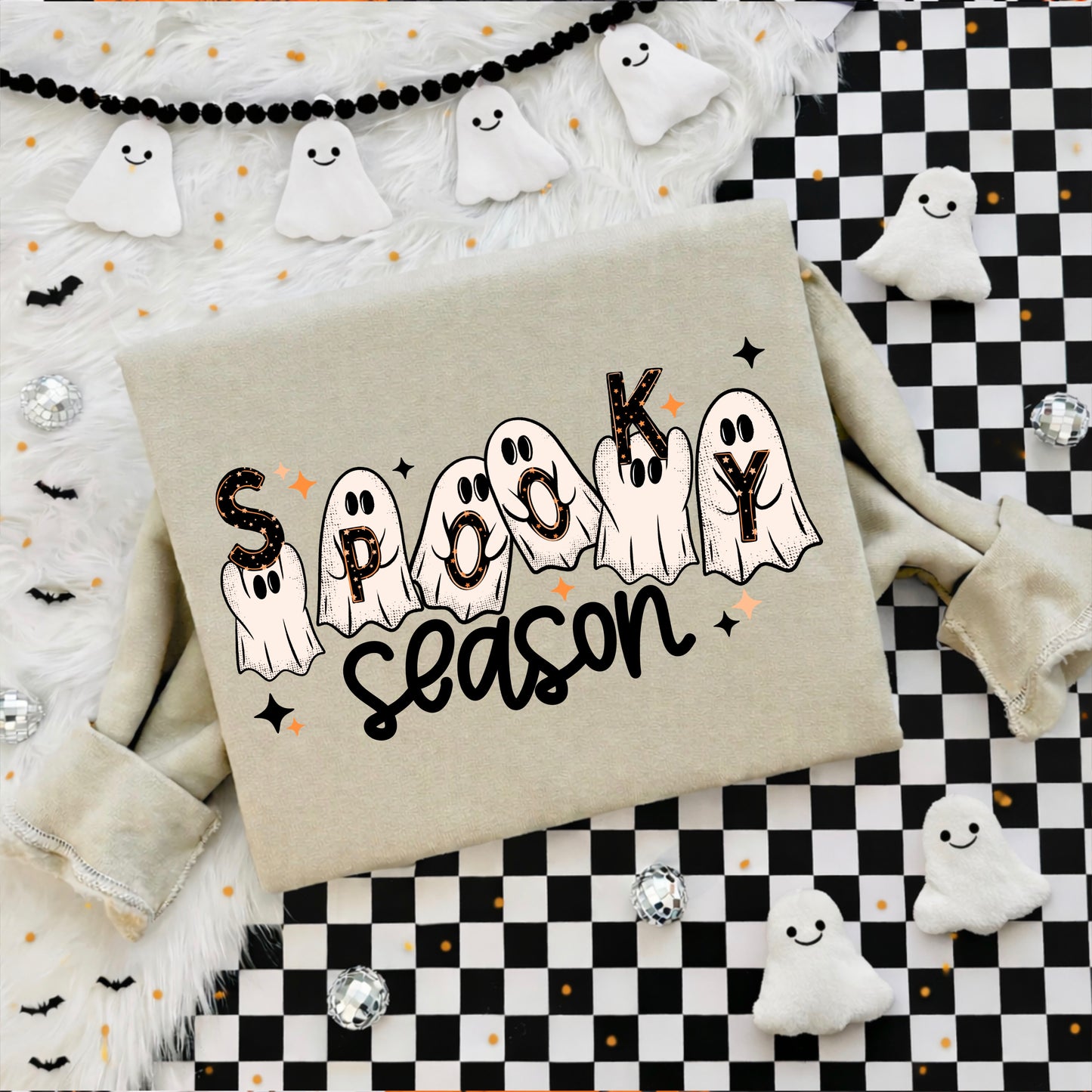 Spooky Season Ghosts black-Ready to Press Transfer