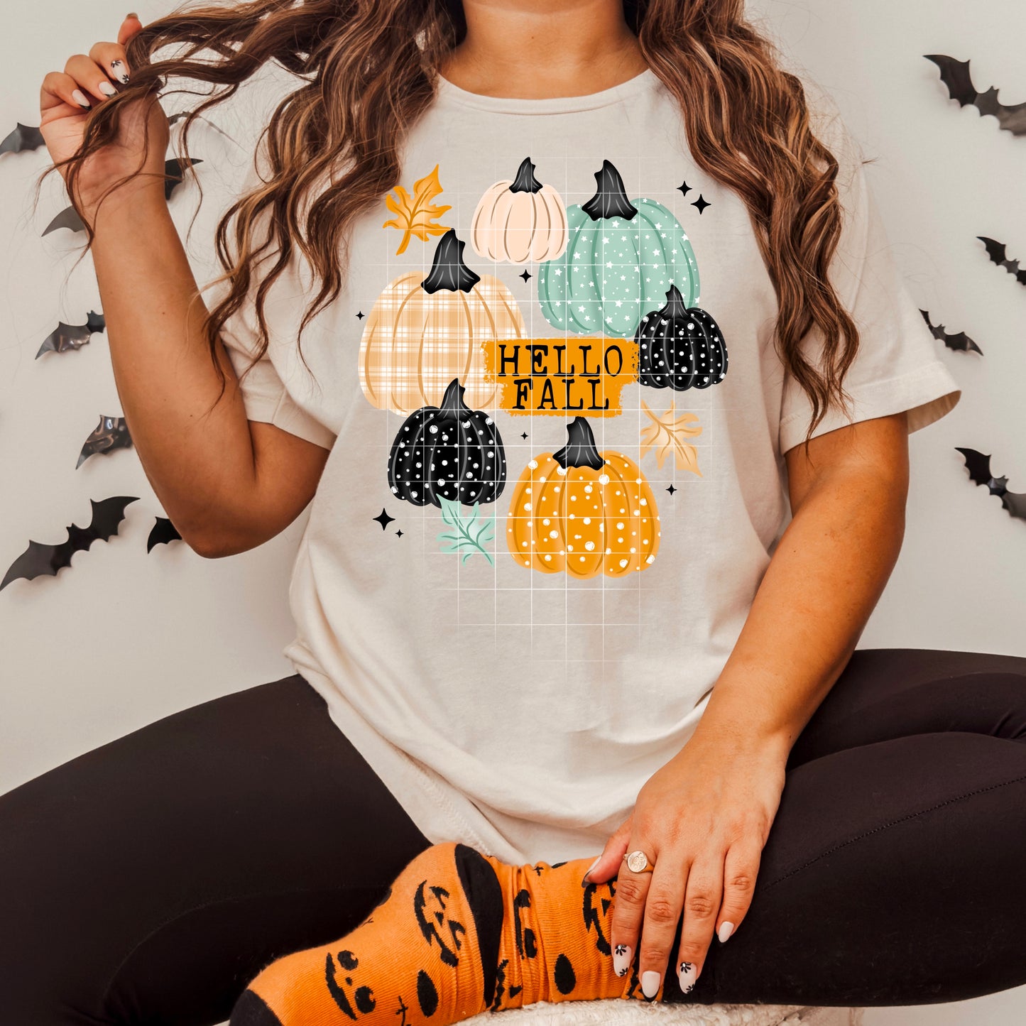 Hello Fall pumpkin-Ready to Press Transfer