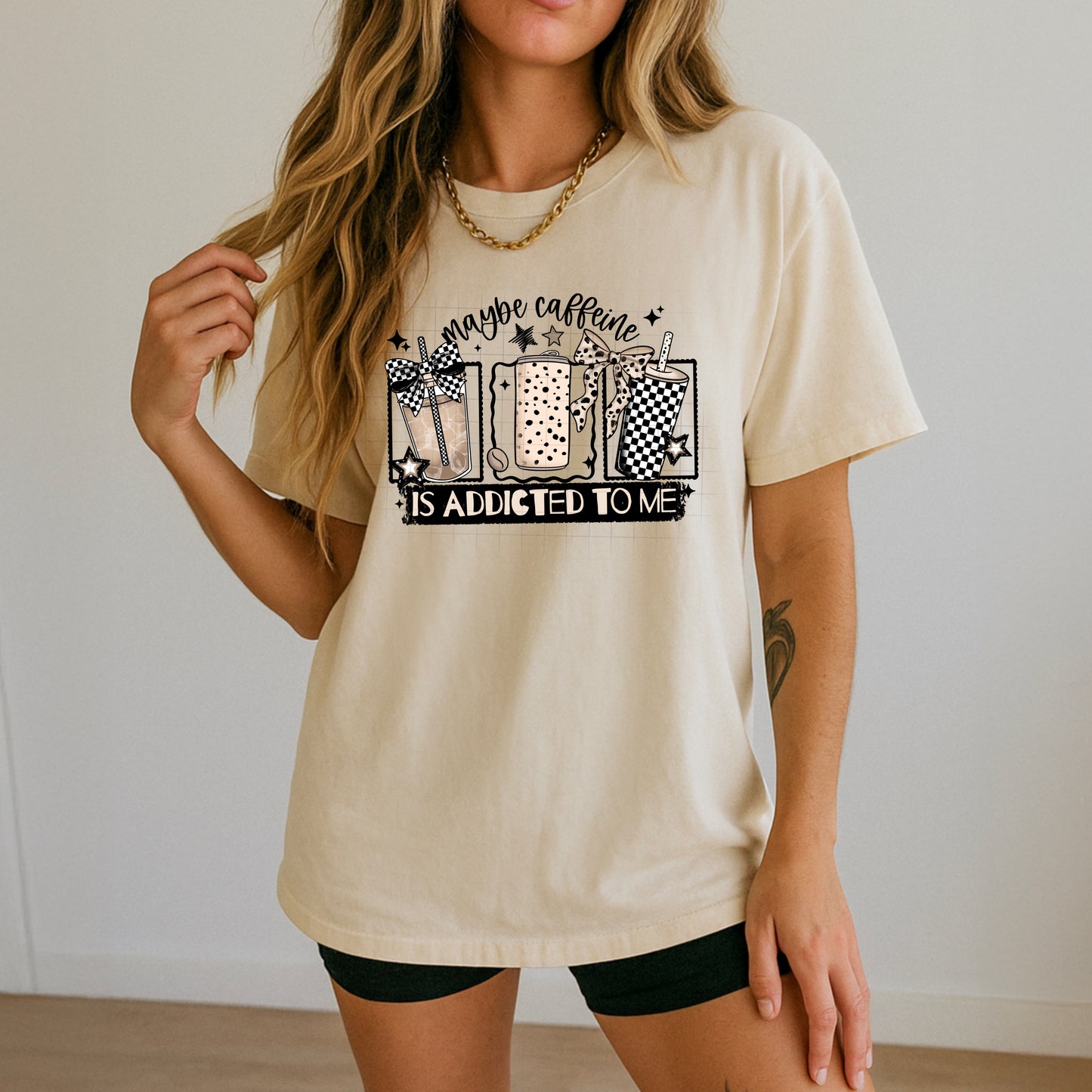 Maybe Caffeine Is Addicted to Me Black-Ready to Press Transfer