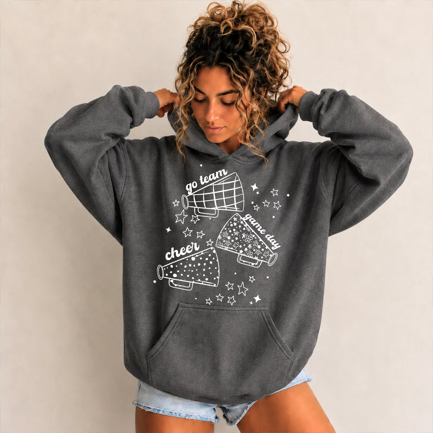 Cheer Megaphone Lace Single Color White-Ready to Press Transfer