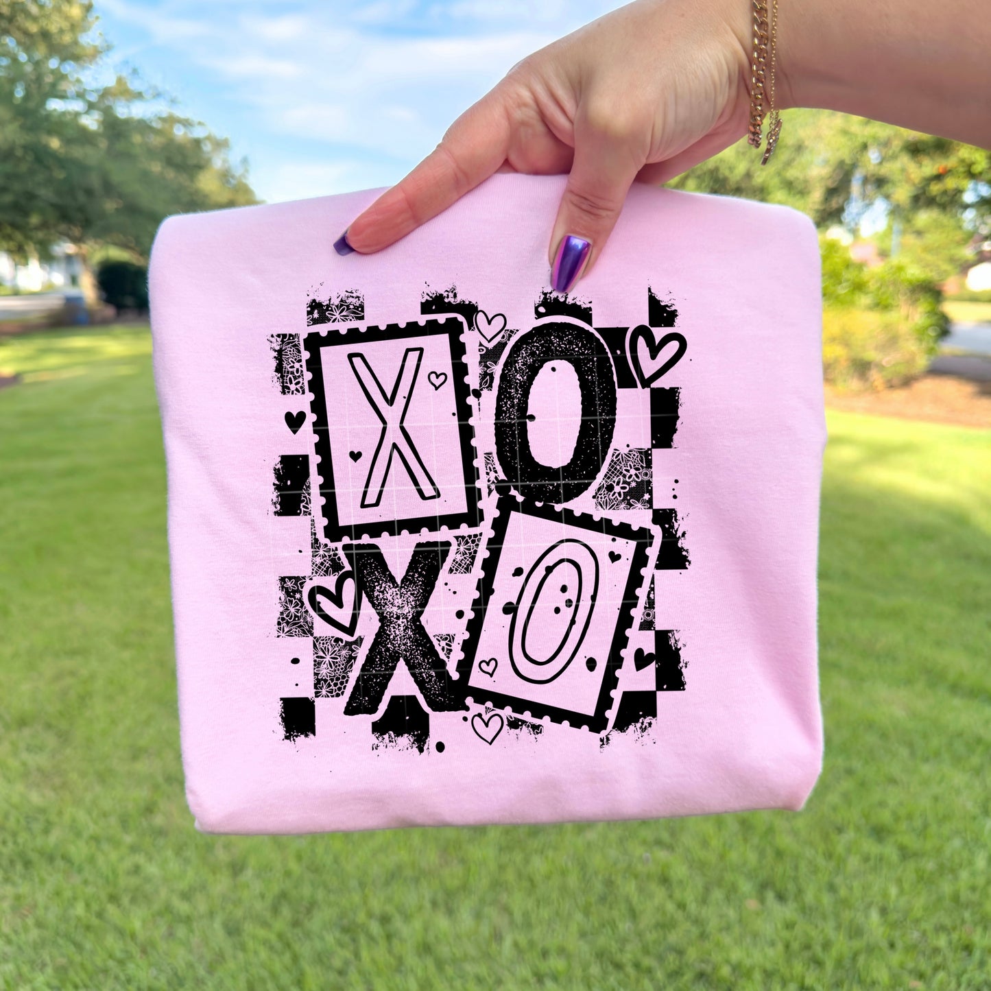 Xoxo Stamps Distressed Black-Ready to Press Transfer
