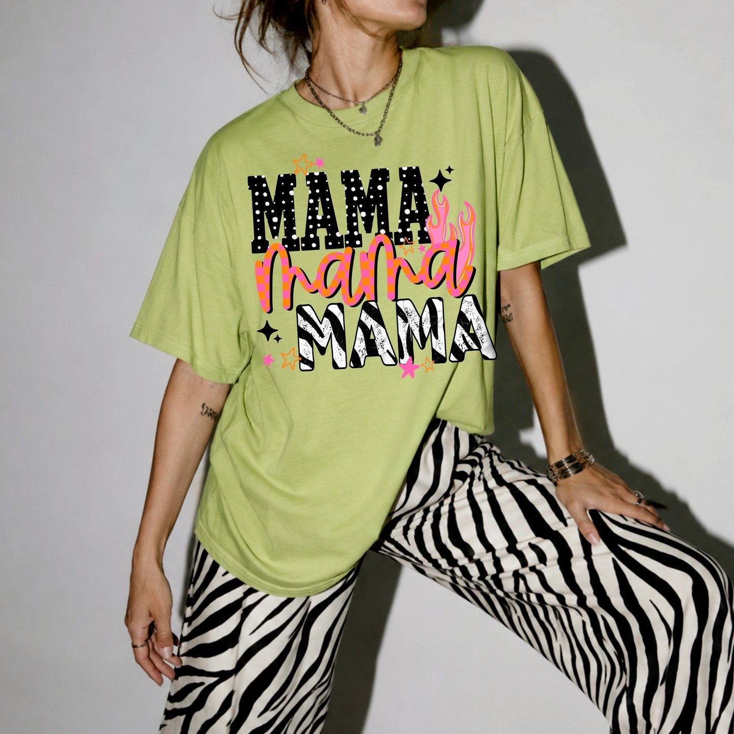 Mama Pink and Orange Zebra Black-Ready to Press Transfer