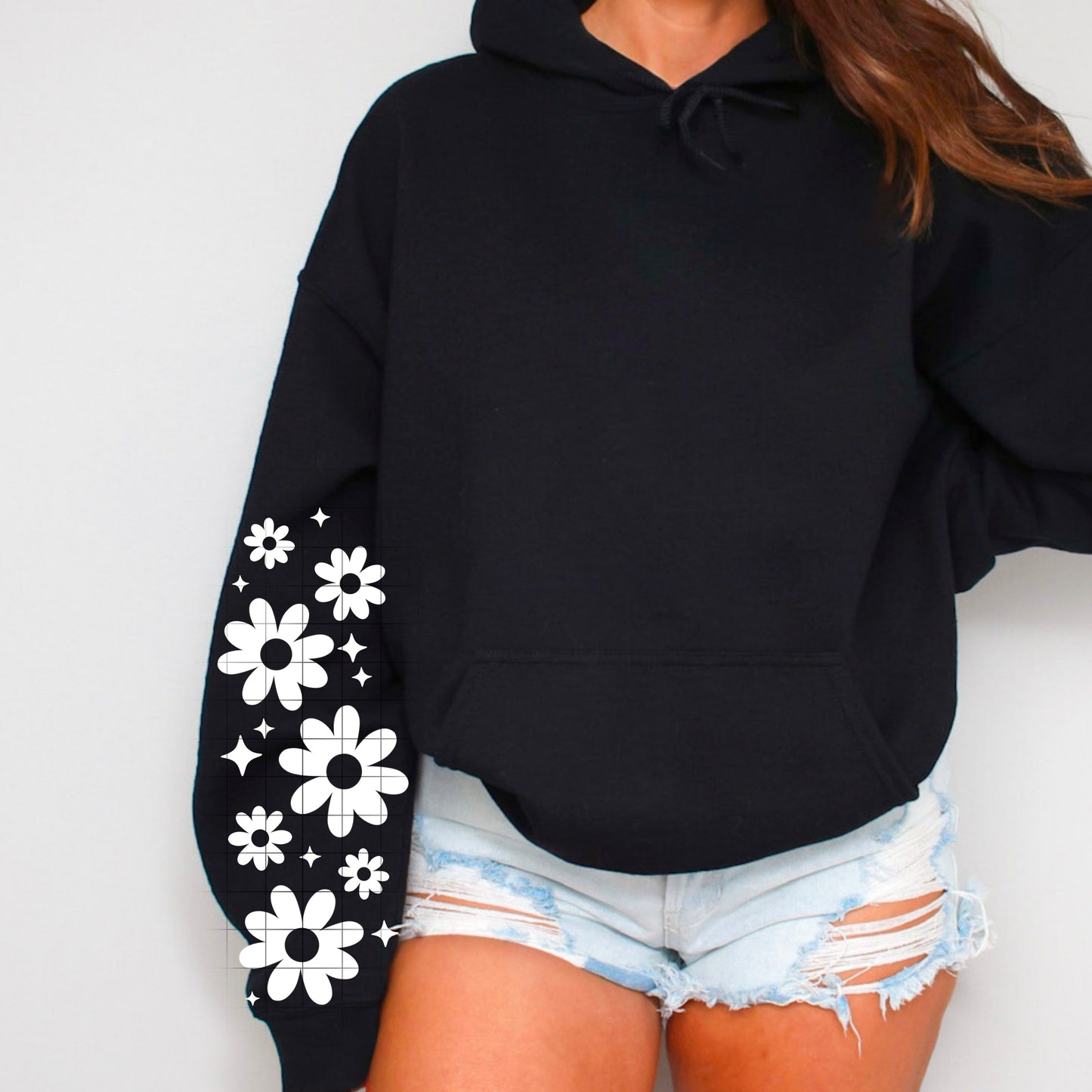 Single Color Floral Sleeve White-Ready to Press Transfer