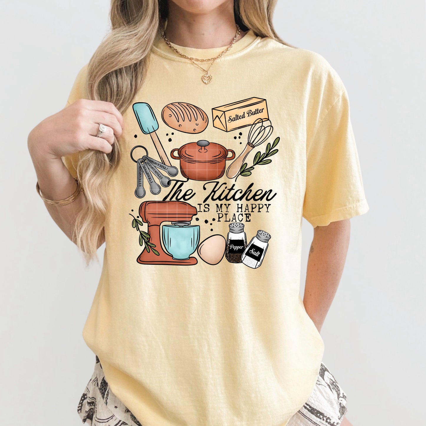 The Kitchen Is My Happy Place Black Text-Ready to Press Transfer