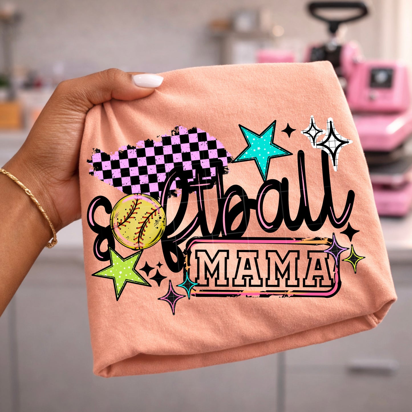 Softball Mama Colorful-Ready to Press Transfer