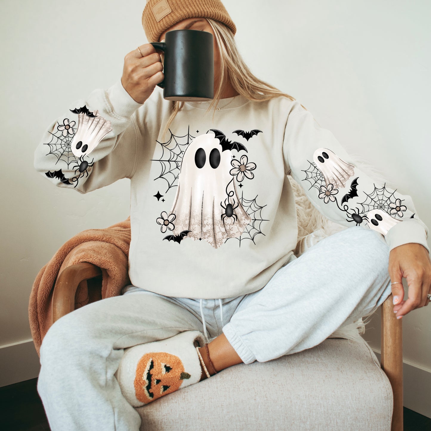 Floral Ghostie-Ready to Press Transfer