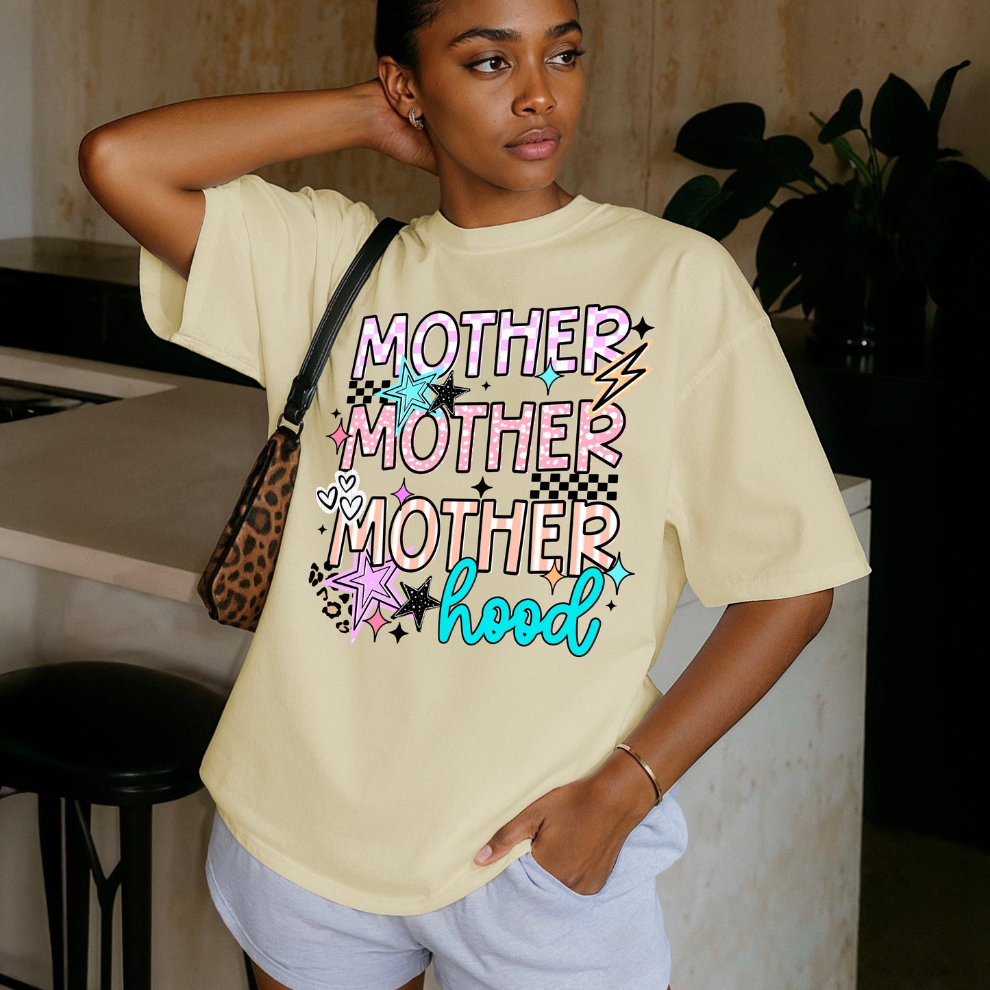 Motherhood Stacked Black-Ready to Press Transfer