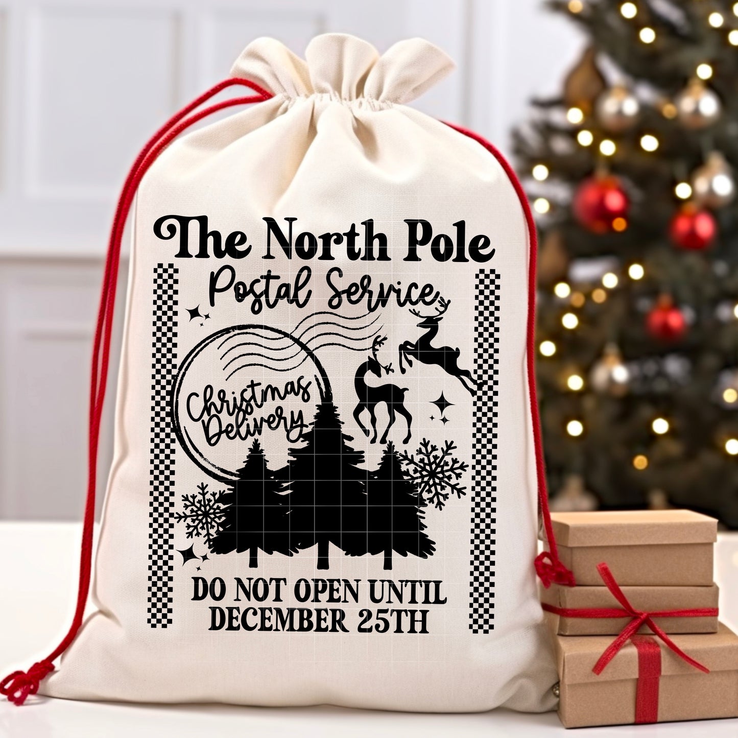 North Pole Postal Service Santa Sack Single Color-Ready to Press Transfer