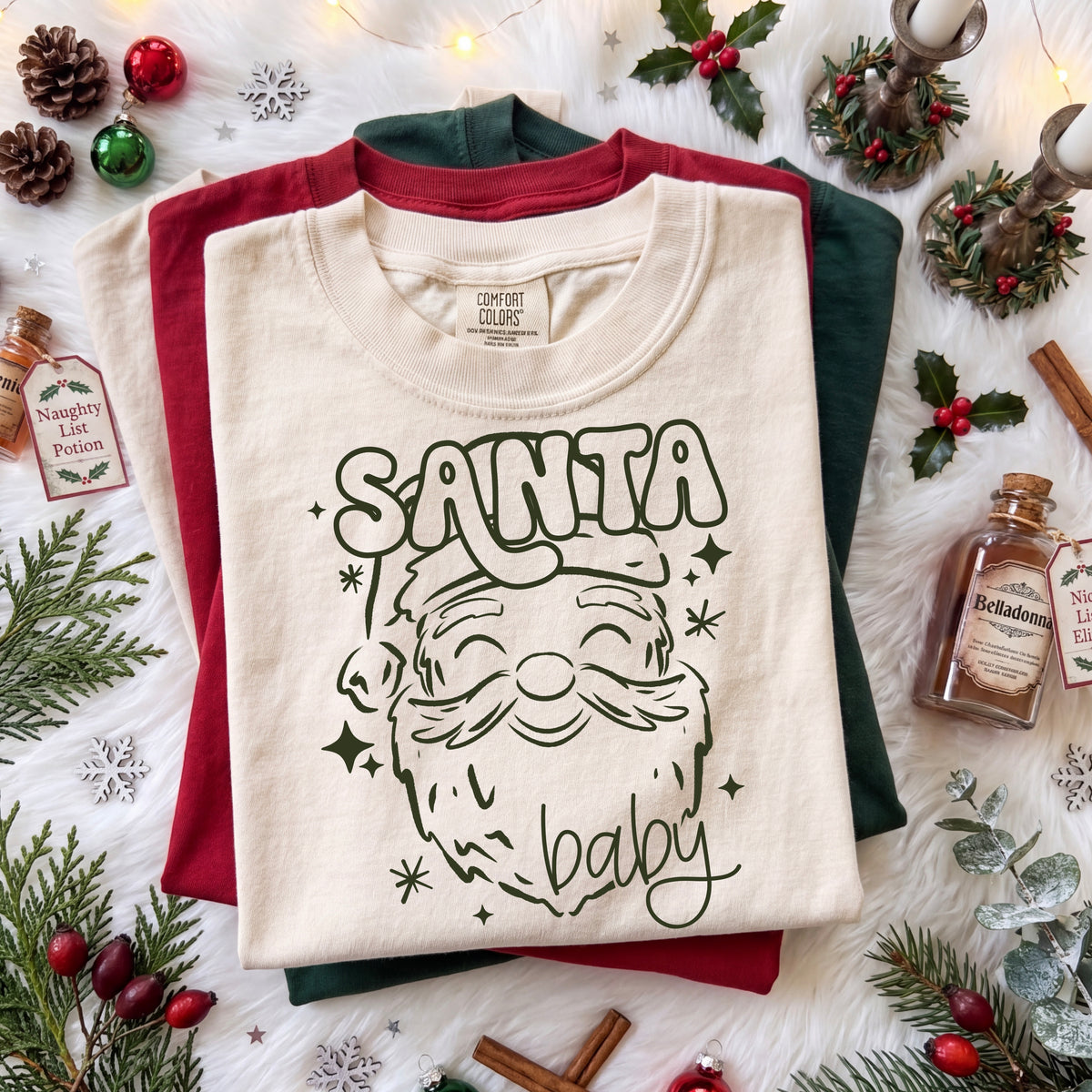 Santa Baby Single Color Green-Ready to Press Transfer