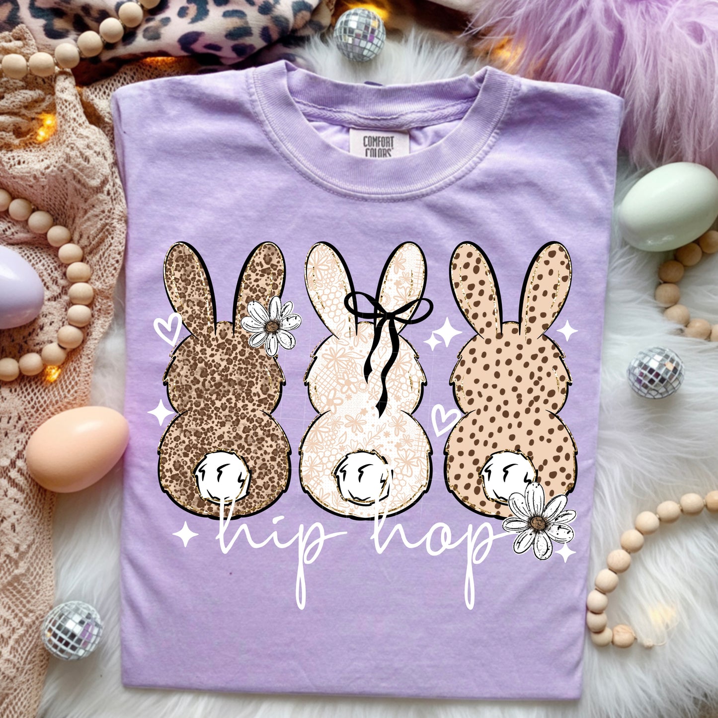 Hip Hop Bunnies White-Ready to Press Transfer