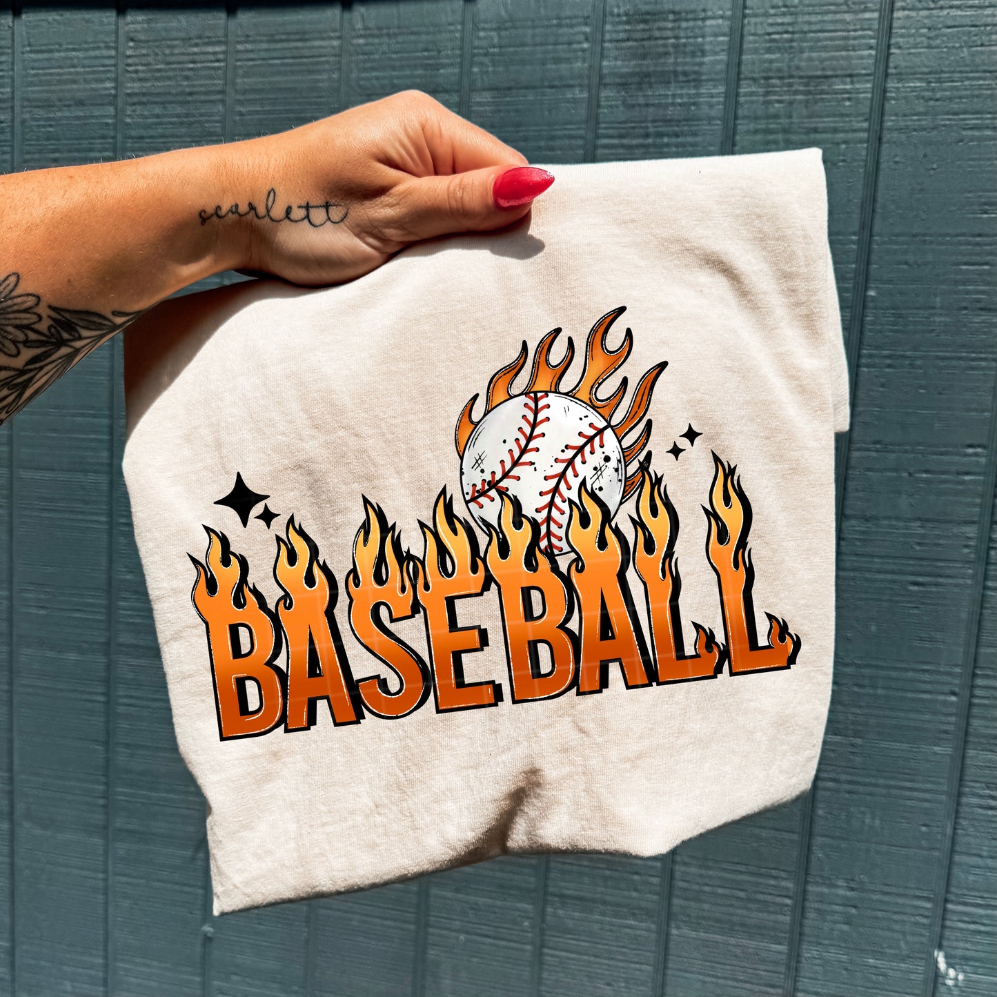 Baseball Flame-Ready to Press Transfer
