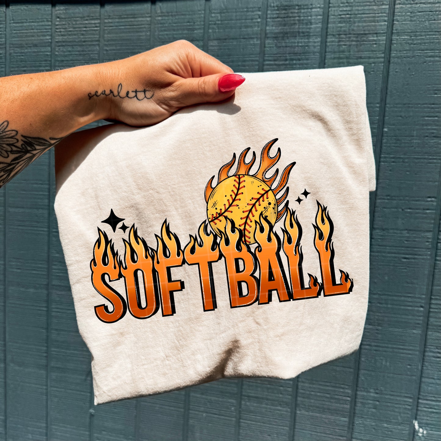 Softball Flame-Ready to Press Transfer