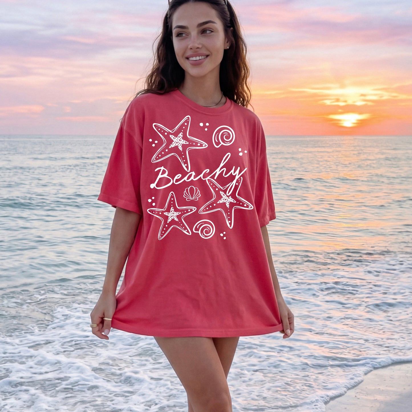 Beachy Starfish White-Ready to Press Transfer