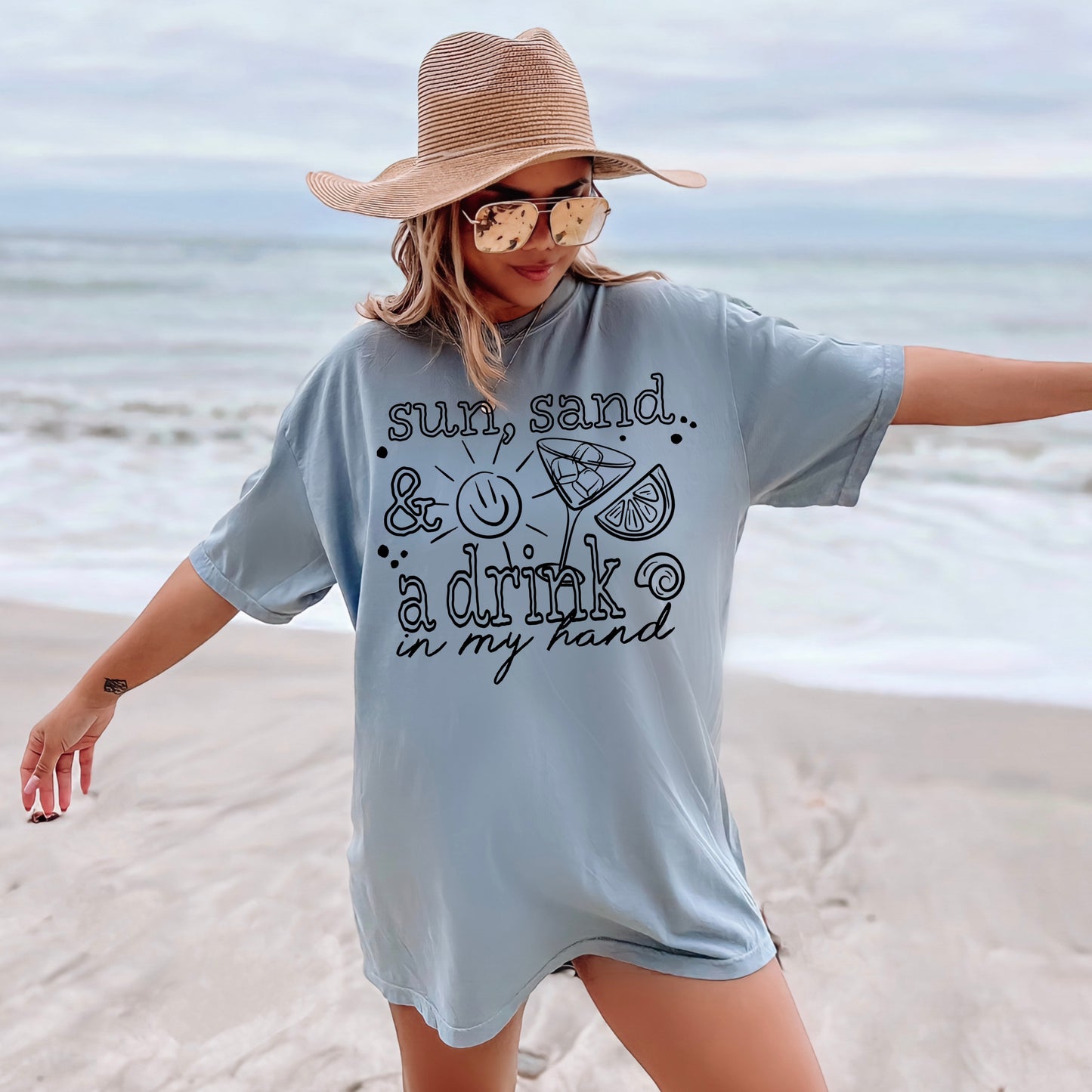 Sun Sand Drink Black-Ready to Press Transfer