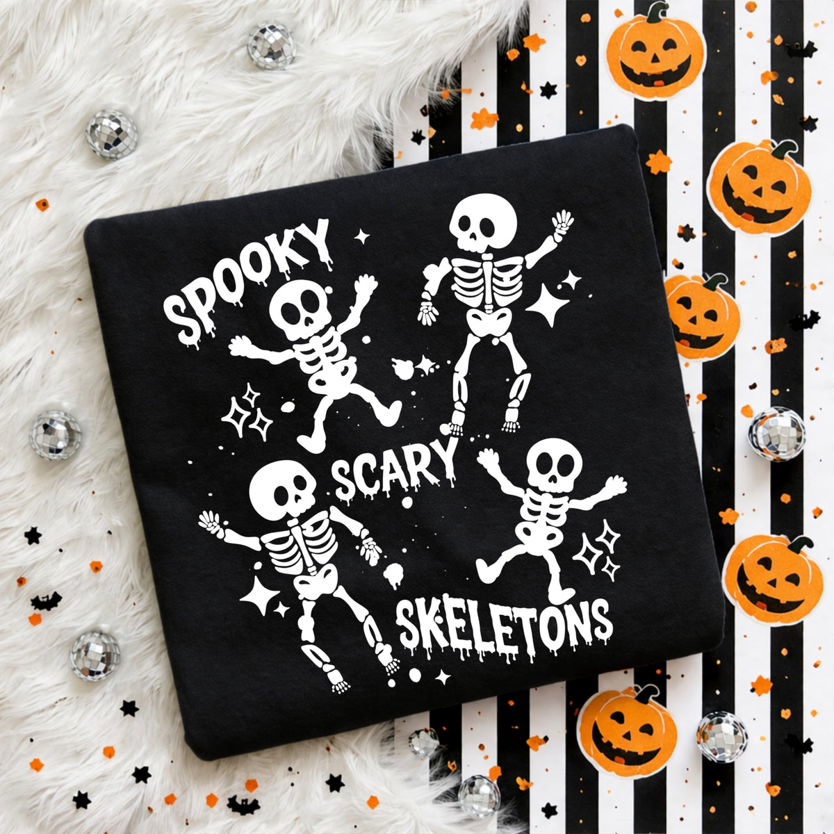 Spooky Scary Skeletons White-Ready to Press Transfer