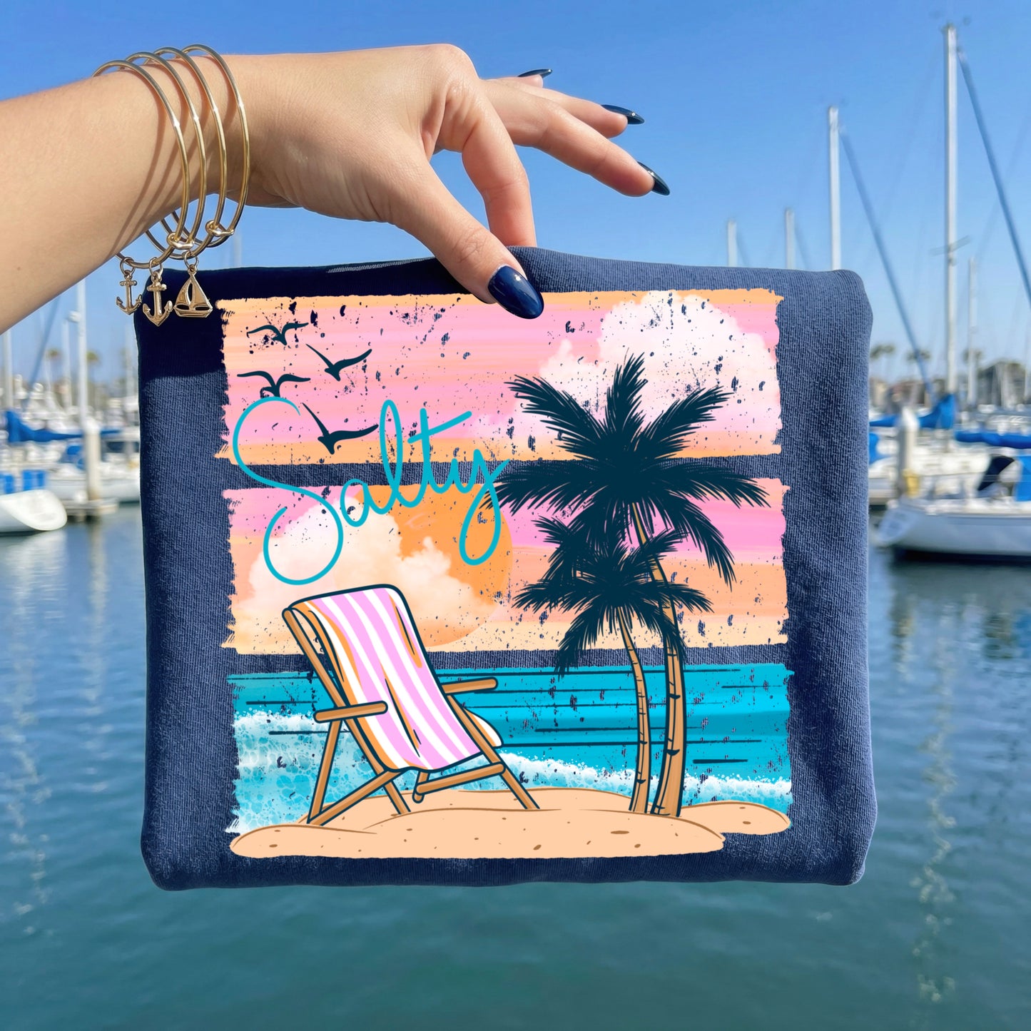 Salty with Beach Chair and Sunset-Ready to Press Transfer