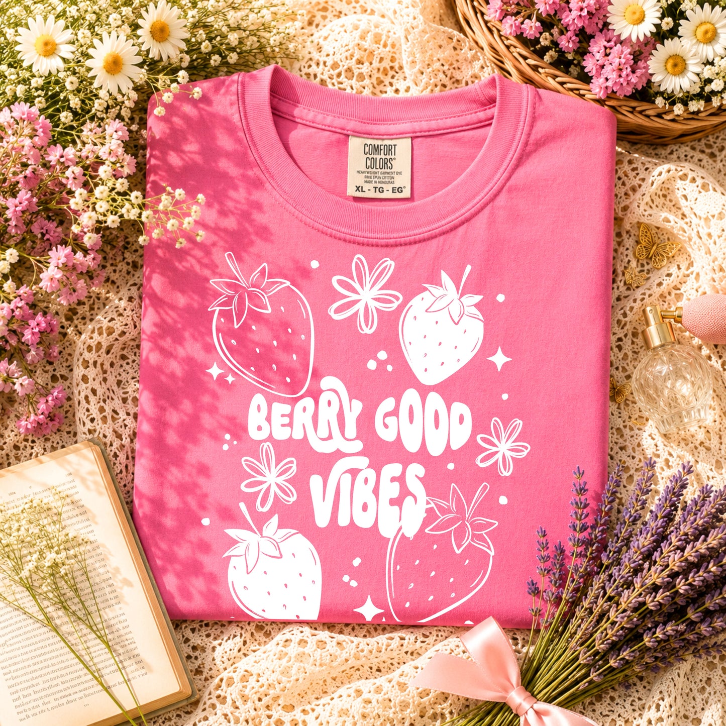 Berry Good Vibes White-Ready to Press Transfer