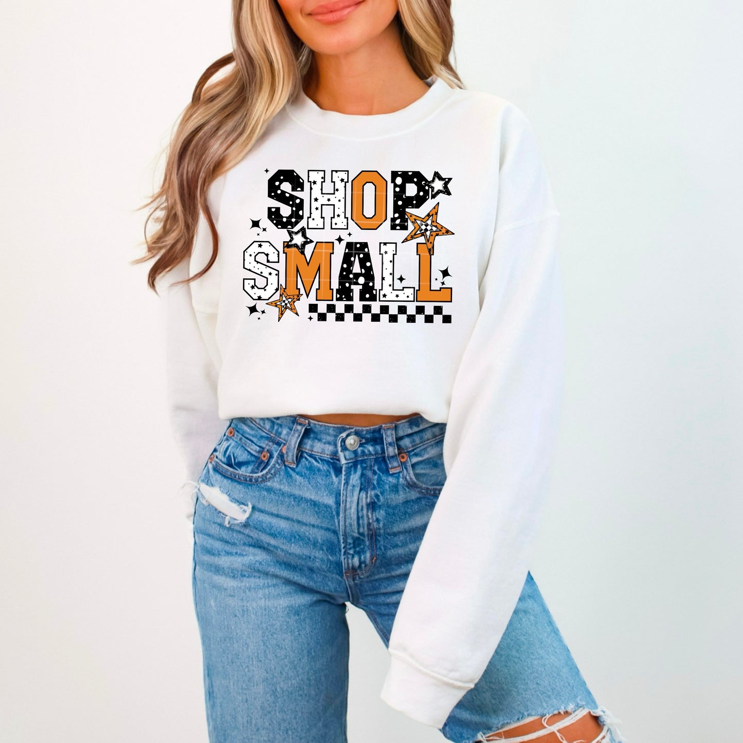 Shop Small Black Orange White-Ready to Press Transfer