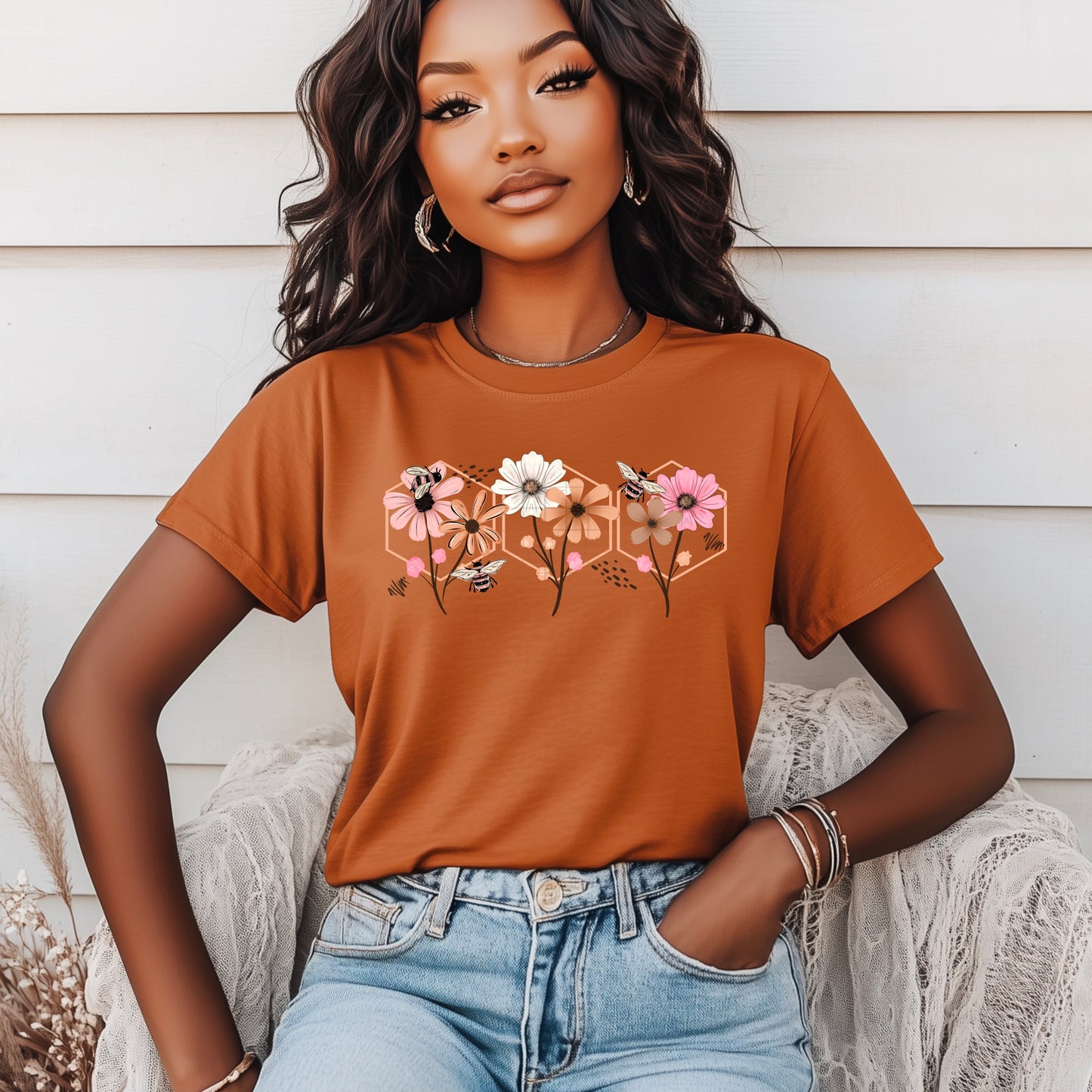 Floral Honeycombs-Ready to Press Transfer