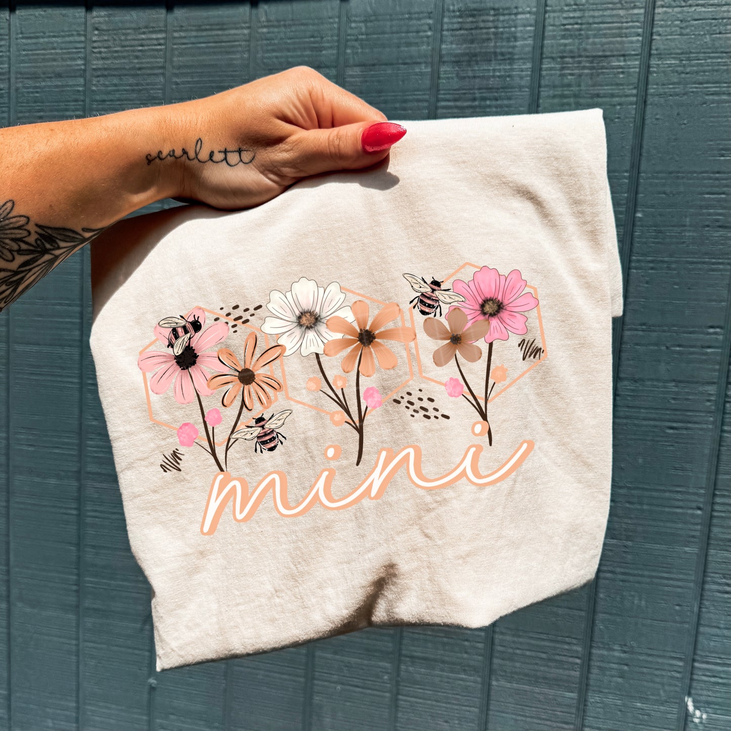 Mini Floral Honeycomb-Ready to Press Transfer