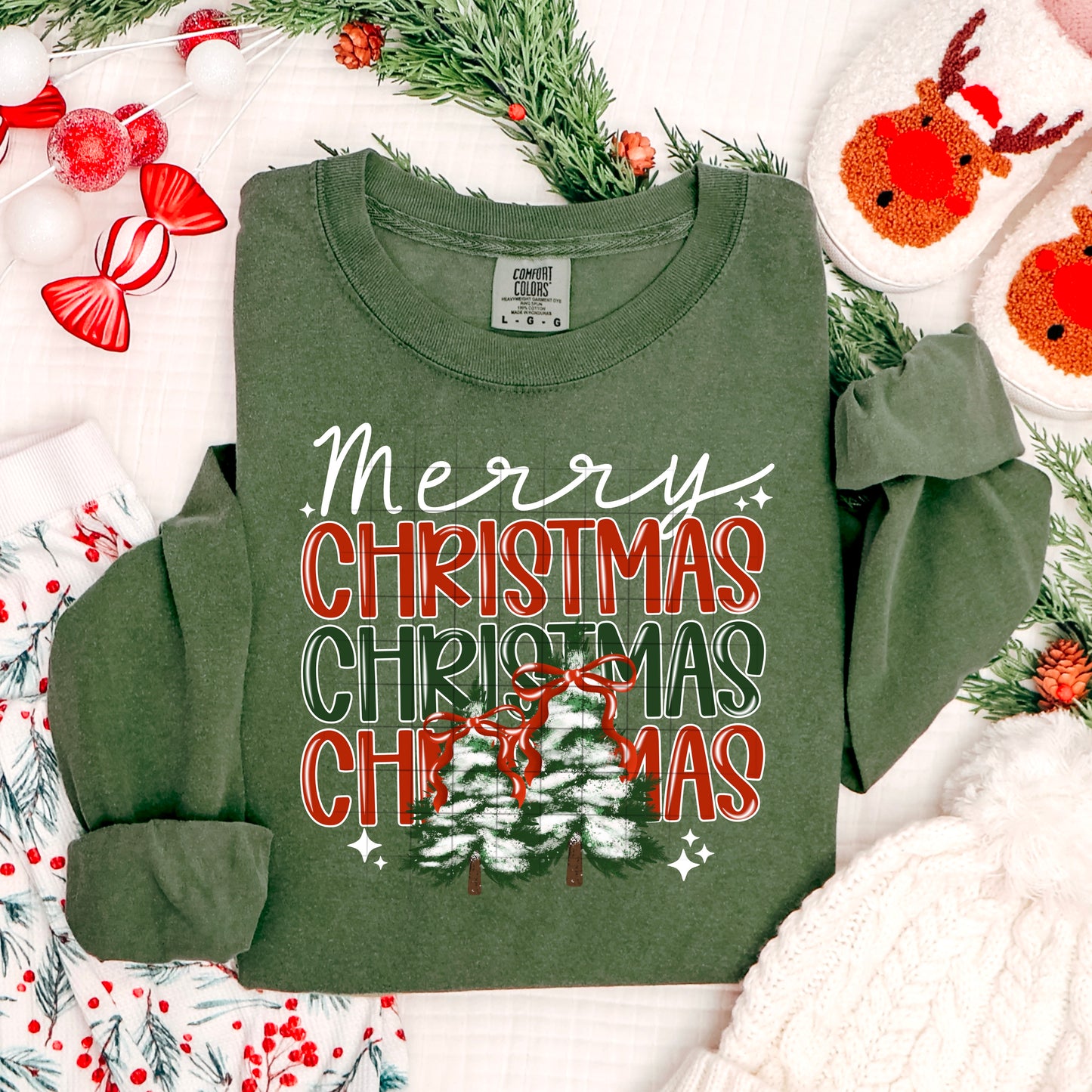 Merry Stacked Christmas-Ready to Press Transfer