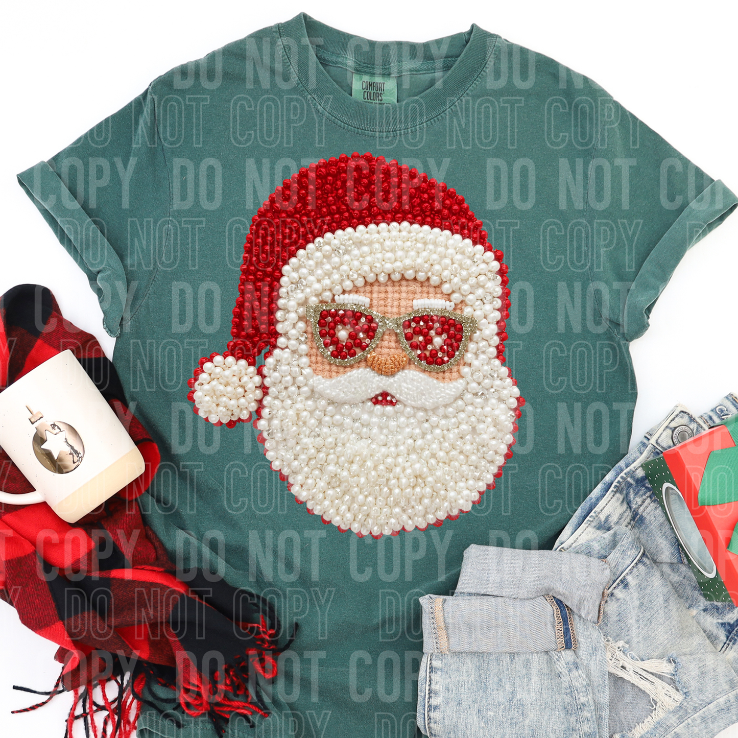 SANTA PEARLS-Ready to Press Transfer