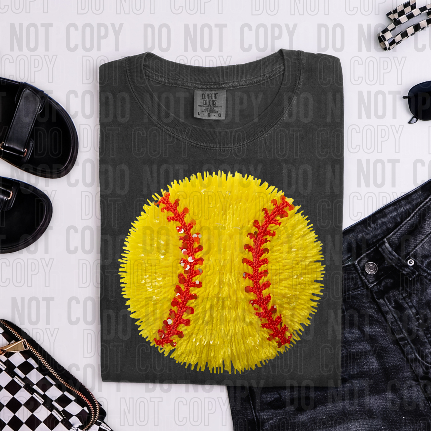 SOFTBALL FAUX YARN-Ready to Press Transfer