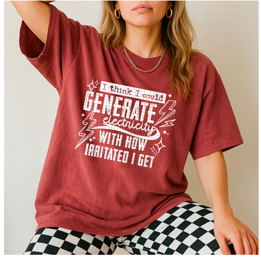 Generate Electricity Single Color White-Ready to Press Transfer