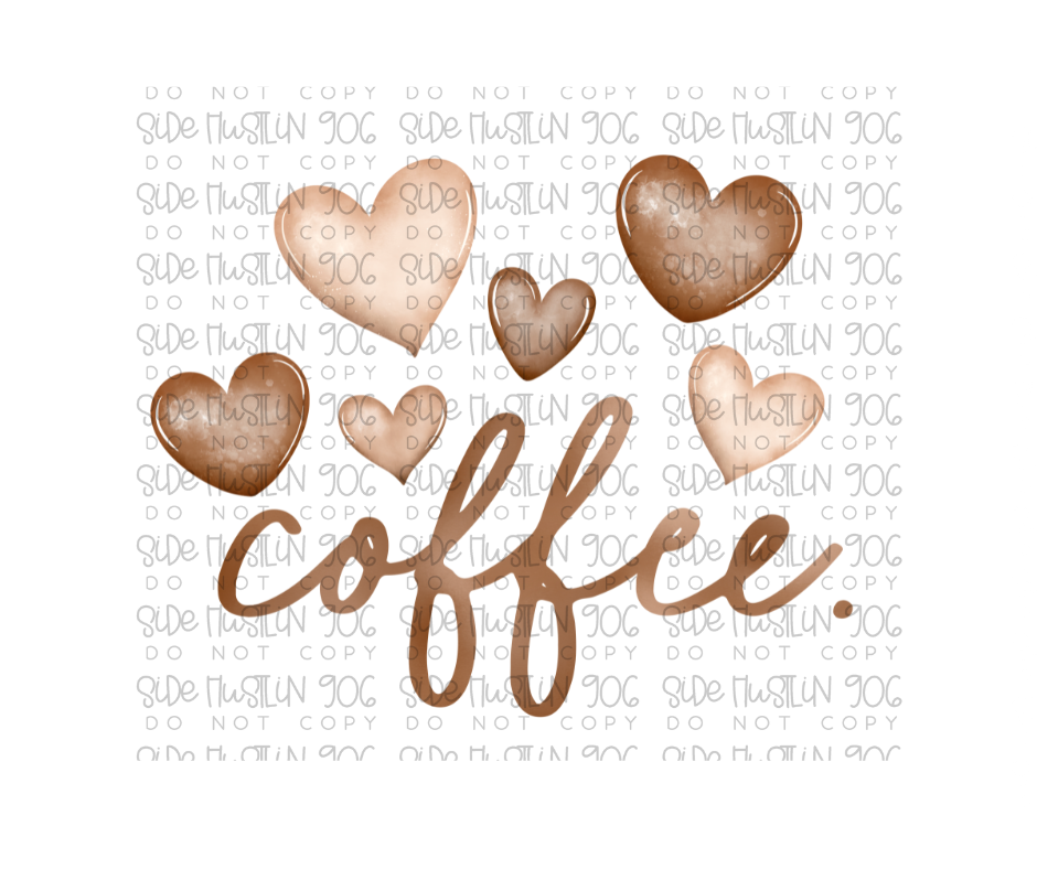 Coffee Hearts-Ready to Press Transfer