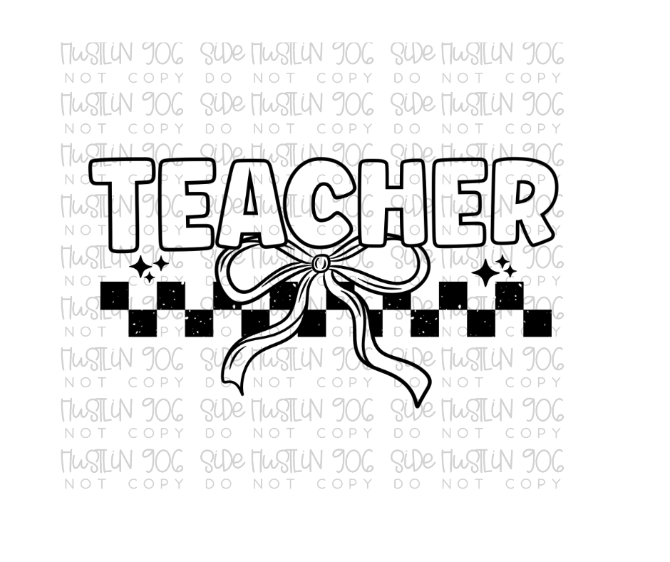 Teacher Bow Single Color-Ready to Press Transfer