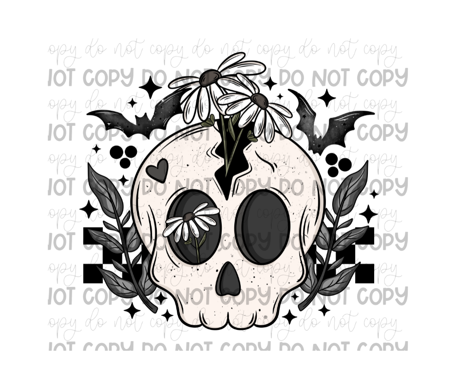 Bat Floral Skellie-Ready to Press Transfer