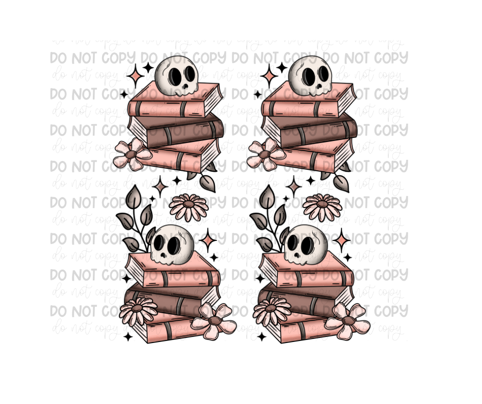 Floral Skellie books Sleeves-Ready to Press Transfer