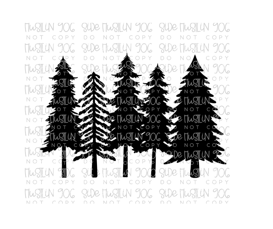 Trees Single Color-Ready to Press Transfer