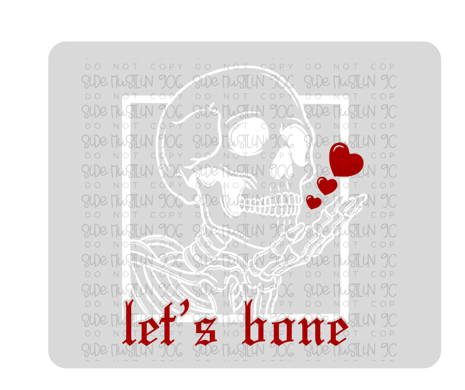 Bone white red heart-Ready to Press Transfer