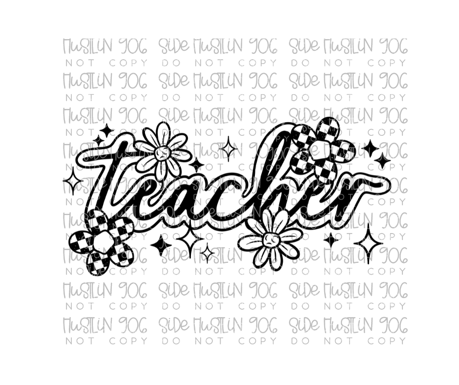 Teacher Florals Single Color-Ready to Press Transfer