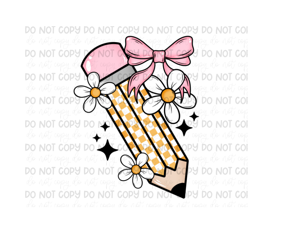 Pencil Bow-Ready to Press Transfer