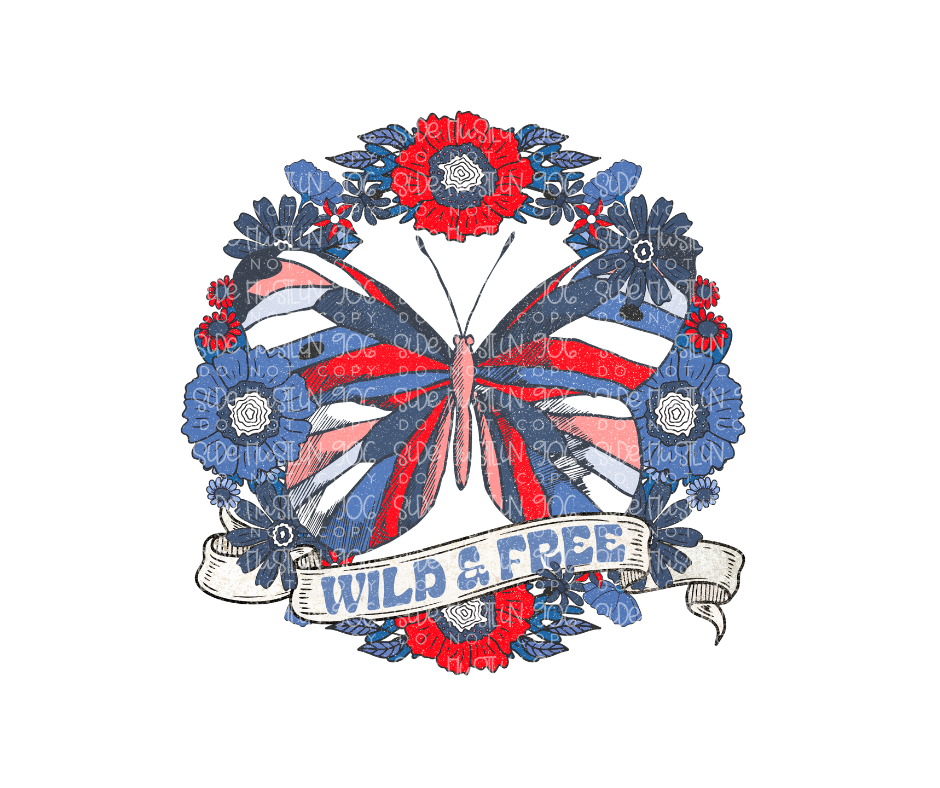 Wild & Free butterfly-Ready to Press Transfer