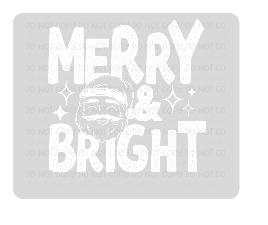 Merry & Bright single color white-Ready to Press Transfer