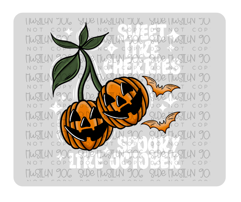 Pumpkin Cherries white-Ready to Press Transfer