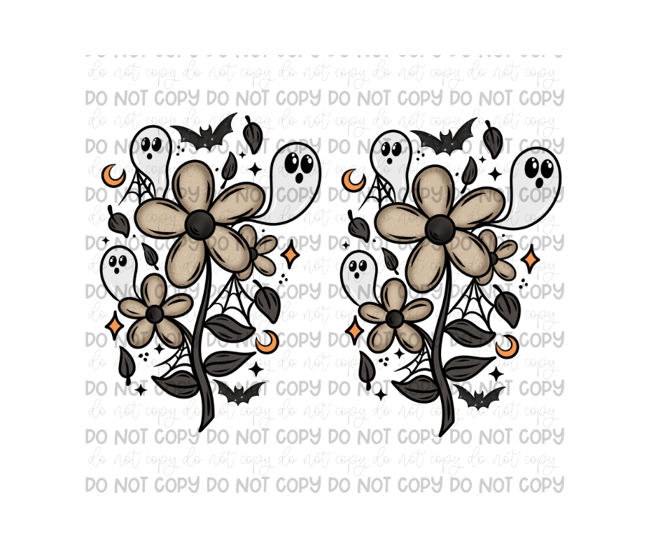 Floral Coffee ghost Sleeves-Ready to Press Transfer