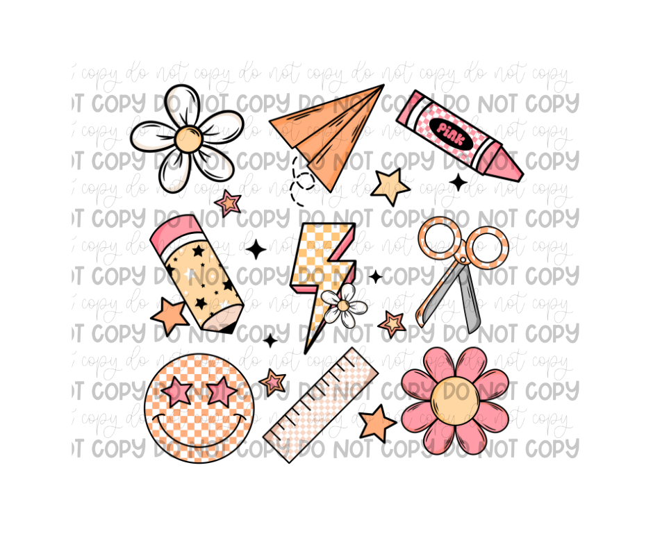 School Grid pink-Ready to Press Transfer
