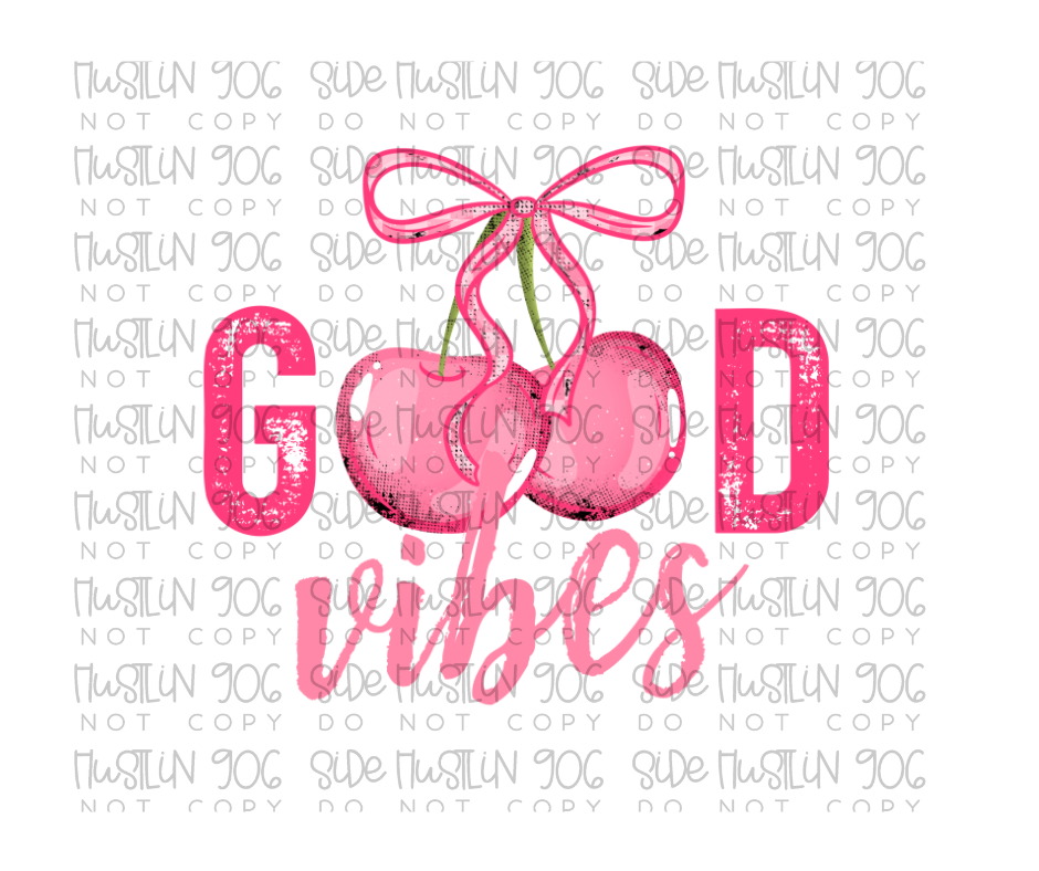 Good Vibes Cherries Pink-Ready to Press Transfer