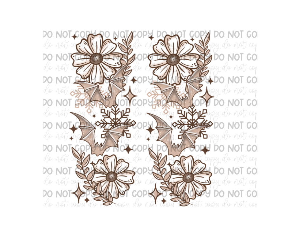 Neutral Floral Bat Sleeves-Ready to Press Transfer