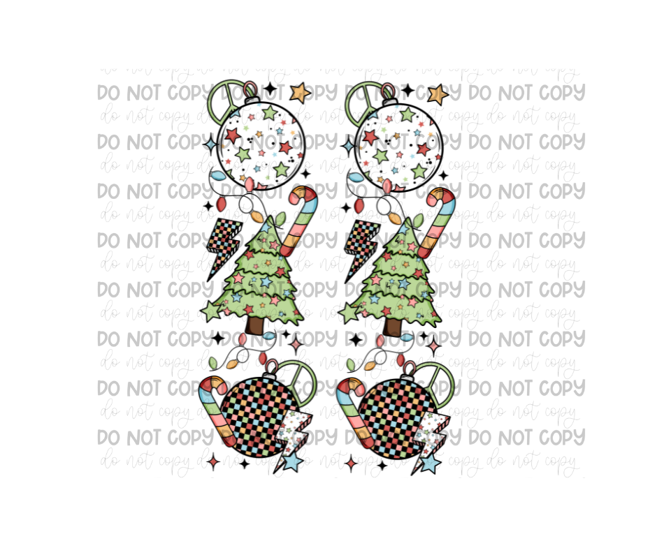 Santa Christmas Grid Sleeves-Ready to Press Transfer