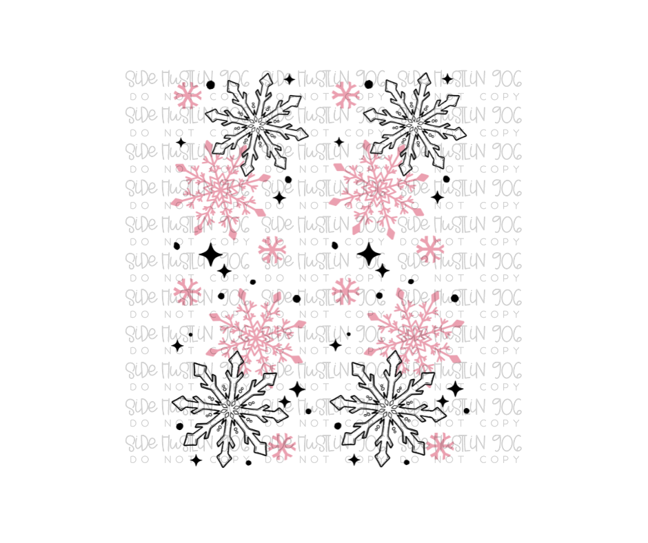 Pink Snowflake Sleeve-Ready to Press Transfer