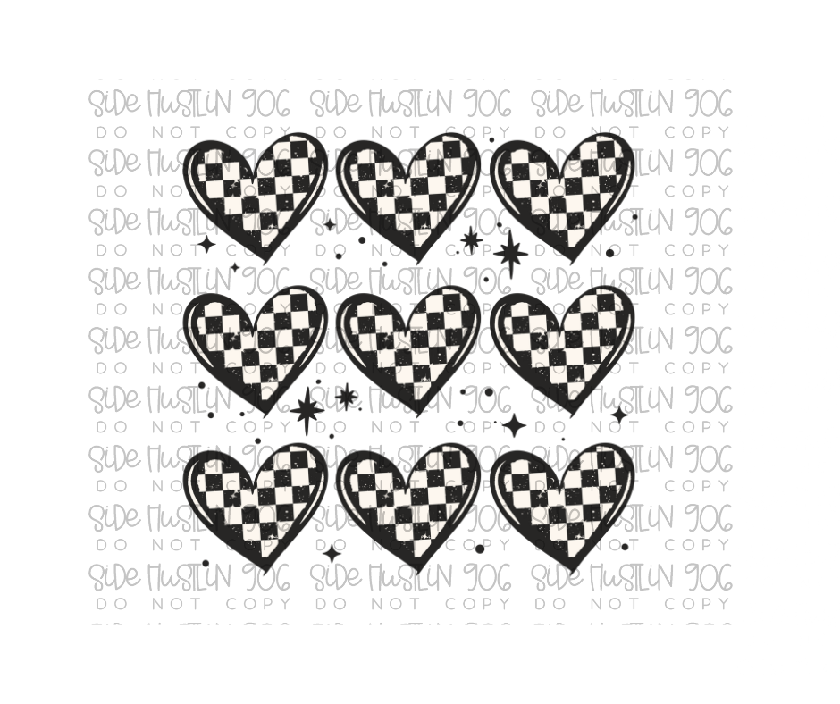 Checker Hearts Grid-Ready to Press Transfer