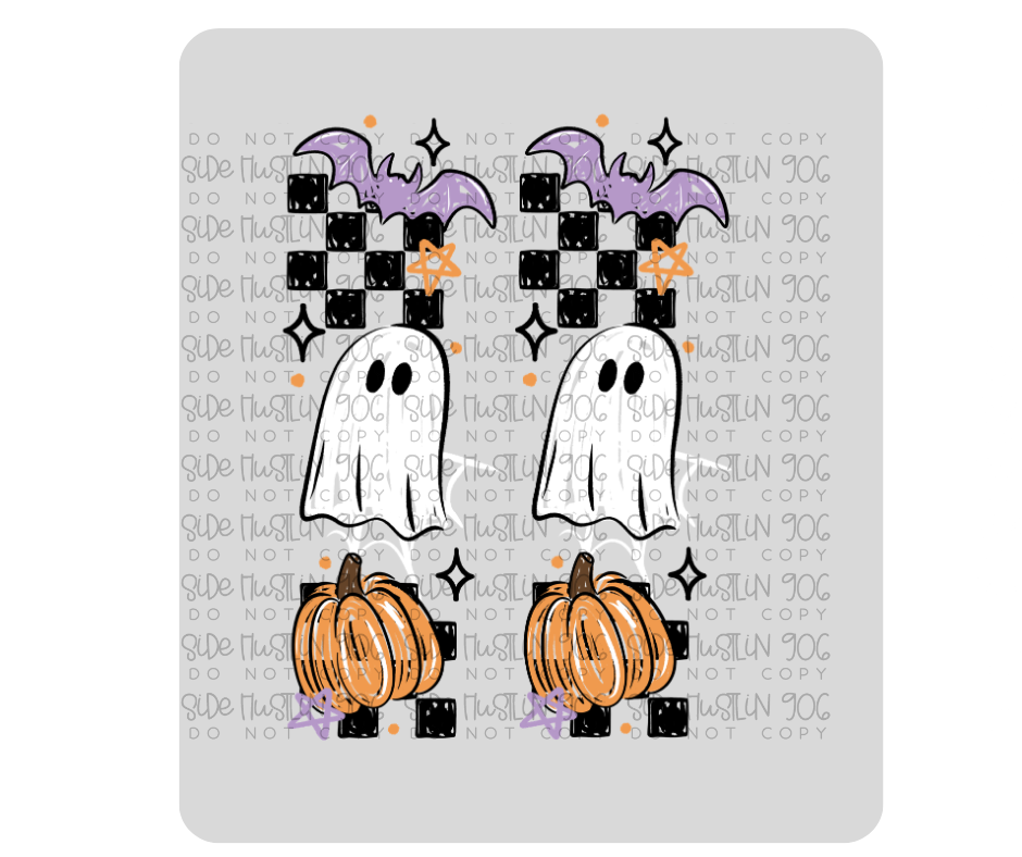 Sketchy Halloween Checker Sleeve-Ready to Press Transfer